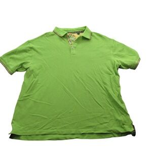 Robert Graham Men's Bright Green Polo Shirt Short Sleeve Embroidered Collar 2XL